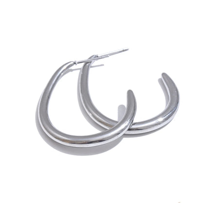 Modern minimalist gold platinum hoop earrings - product image