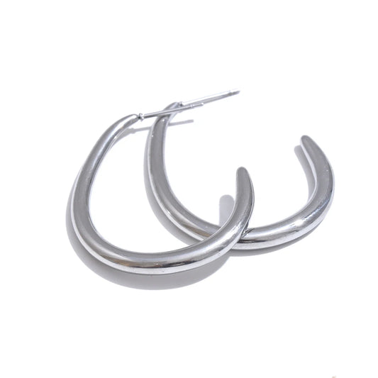 Modern minimalist gold platinum hoop earrings - product image