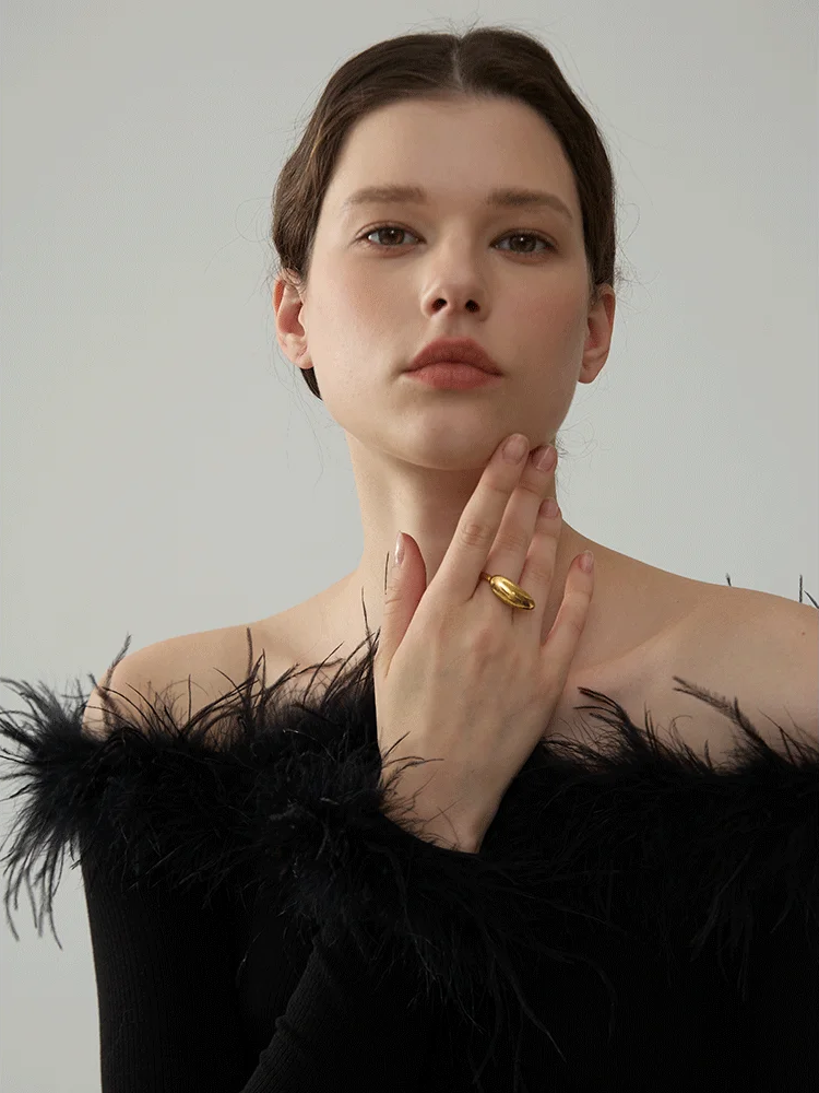 Modern open ring gold silver color - product image