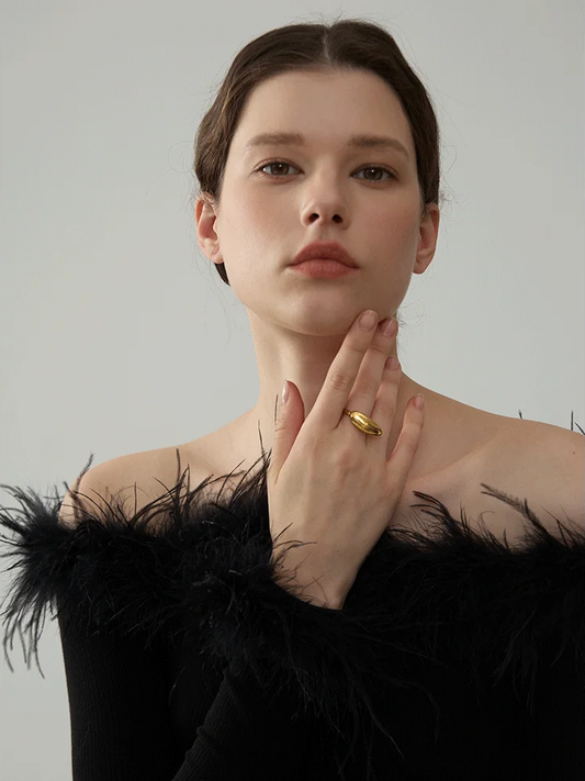 Modern open ring gold silver color - product image