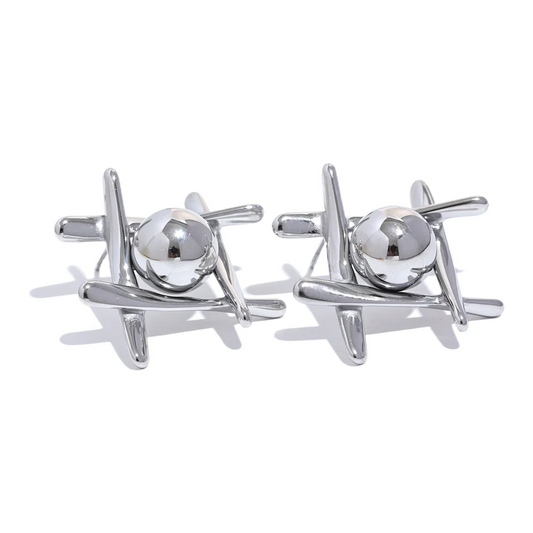Modern stylized push-back waterproof stud earrings - product image