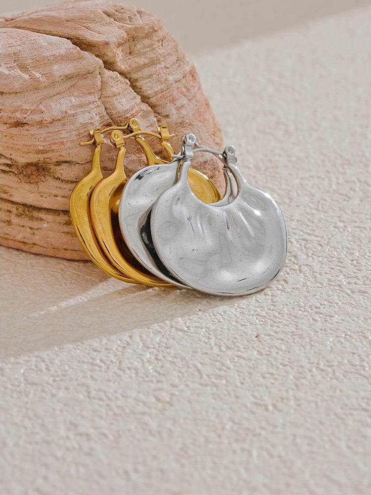 Modern textured individualistic hoop earrings - product image