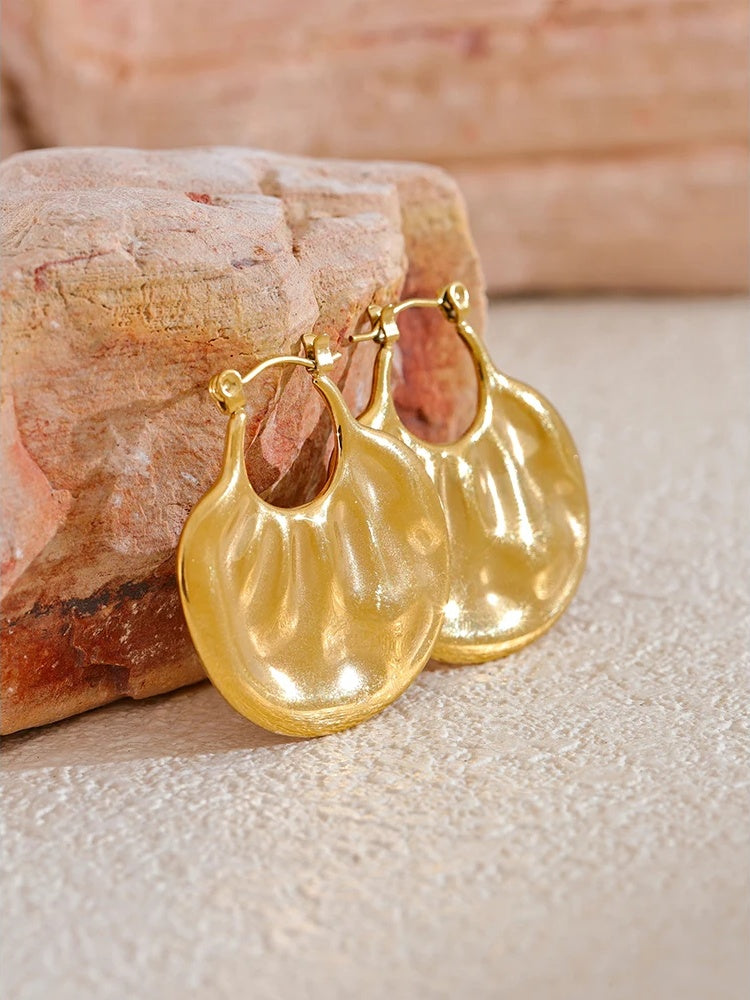 Modern textured individualistic hoop earrings - product image