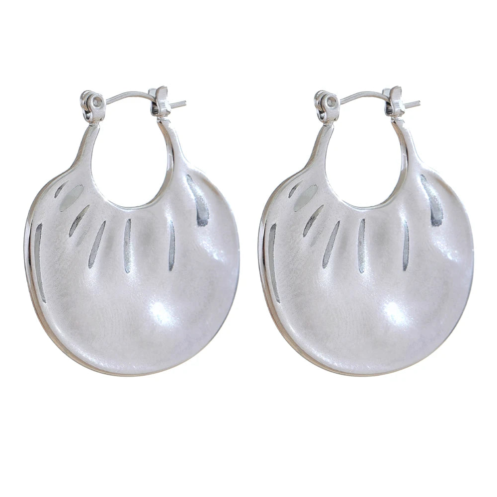 Modern textured individualistic hoop earrings - product image