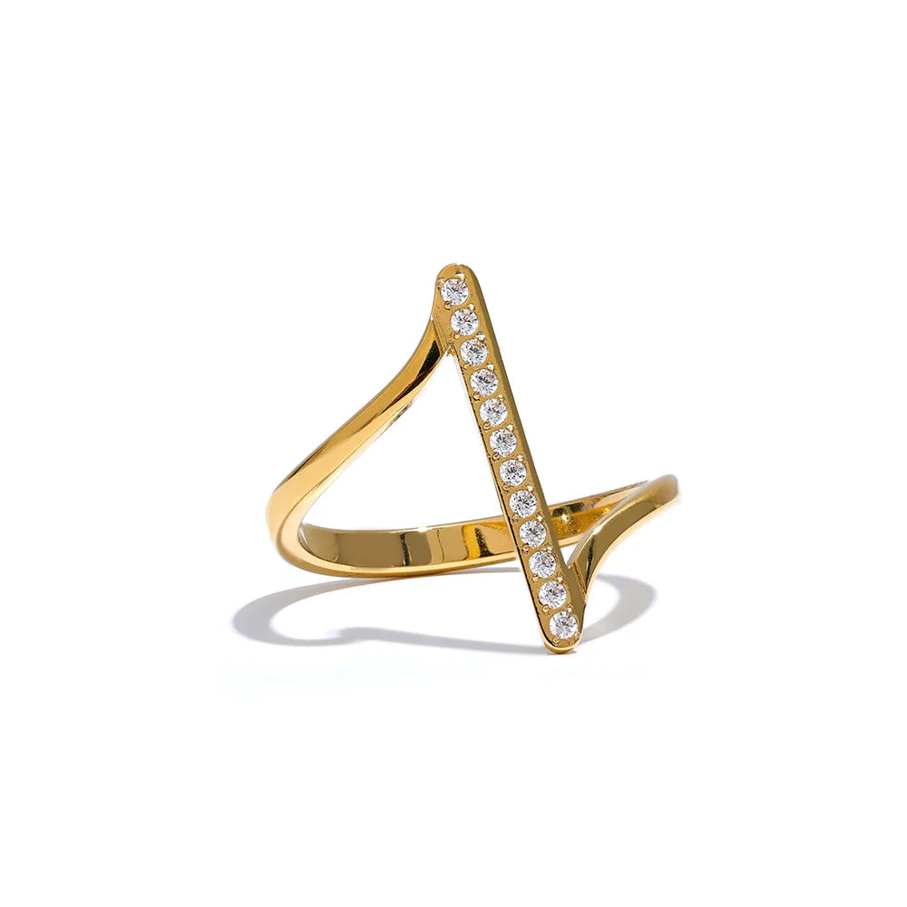 Modern twisted cz chic minimalist ring - product image