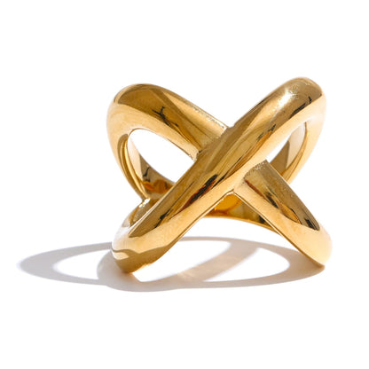 Modern x-shape waterproof polished finger ring - product image