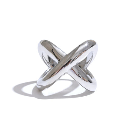 Modern x-shape waterproof polished finger ring - product image
