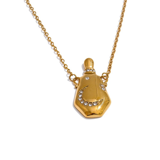 Moon charm wishing kettle contemporary pendant necklace - product image