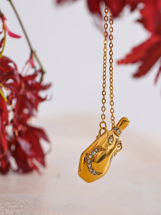 Moon charm wishing kettle contemporary pendant necklace - product image