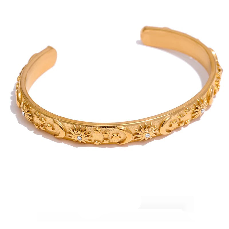Moon star sun open cuff bangle bracelet women - product image