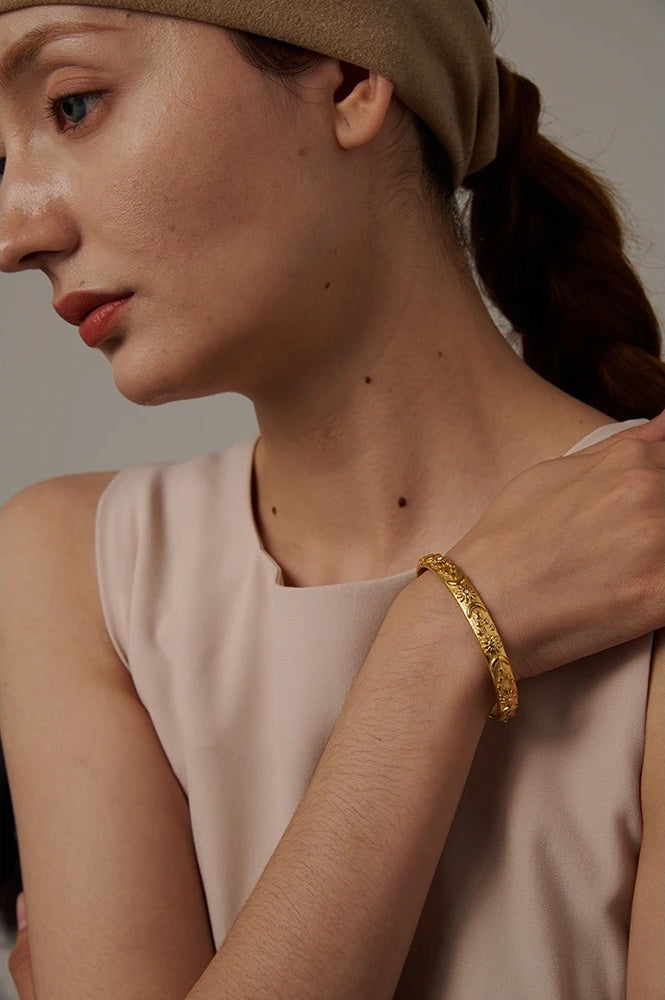 Moon star sun open cuff bangle bracelet women - product image