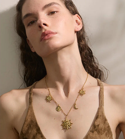 Moon sun charm pendant modern necklace - product image