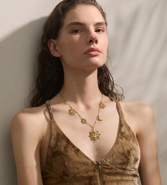 Moon sun charm pendant modern necklace - product image