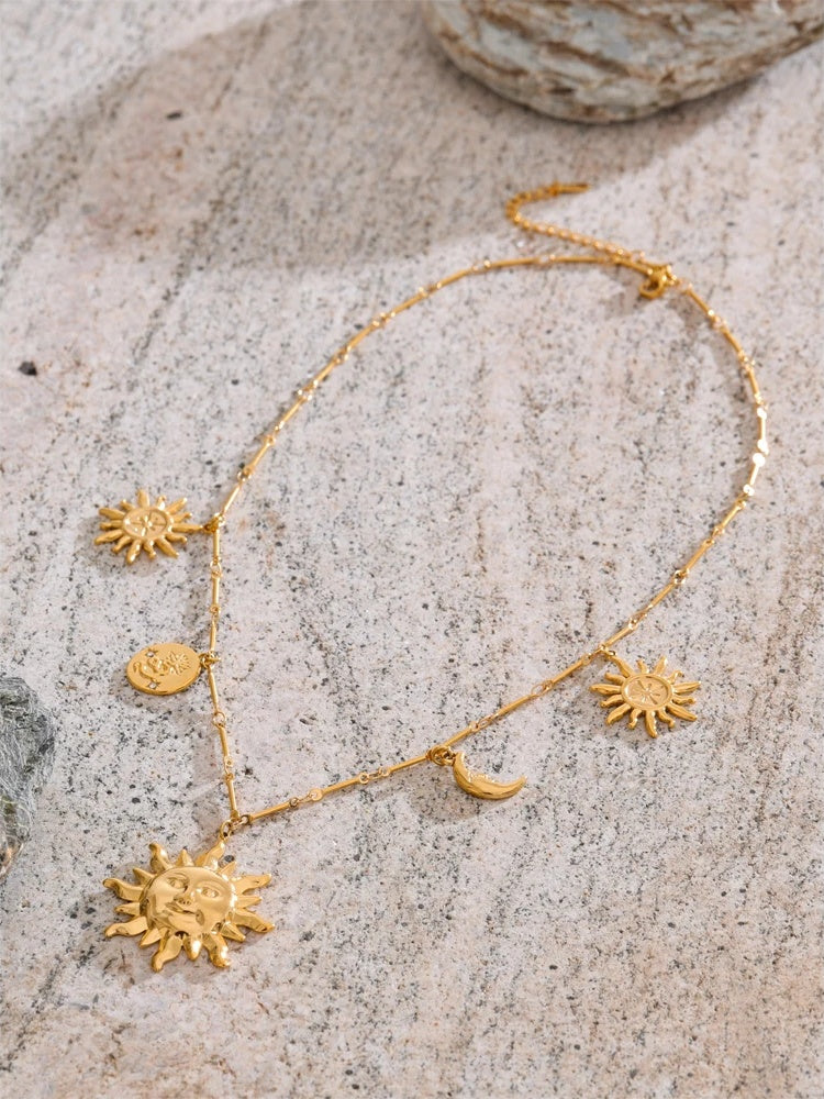 Moon sun charm pendant modern necklace - product image