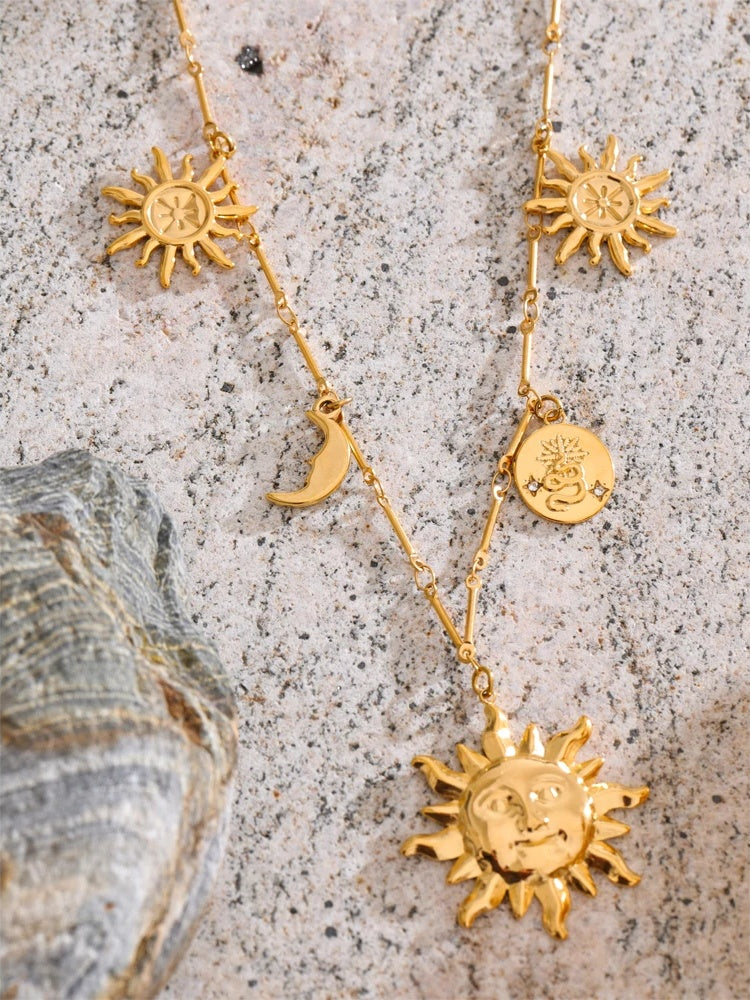 Moon sun charm pendant modern necklace - product image