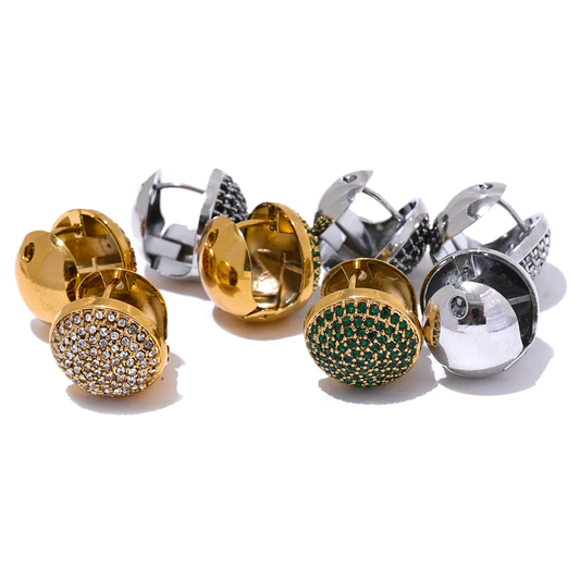 Multi color cubic zirconia round hoop earrings - product image