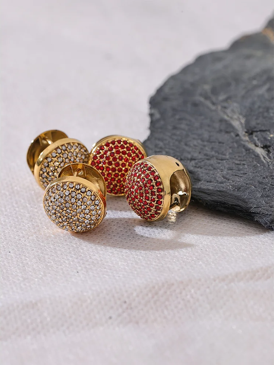 Multi color cubic zirconia round hoop earrings - product image