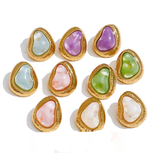 Multi-color resin heart stud earrings - product image