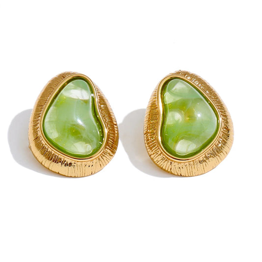Multi-color resin heart stud earrings - product image