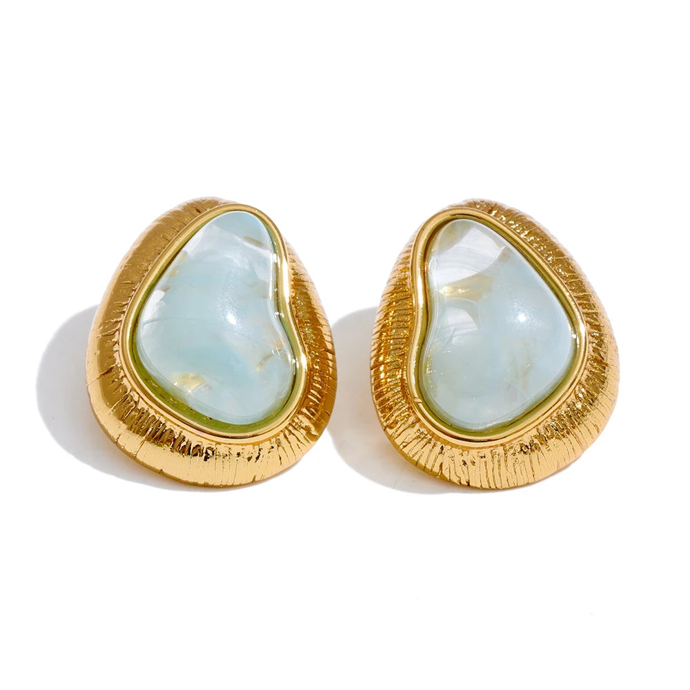 Multi-color resin heart stud earrings - product image