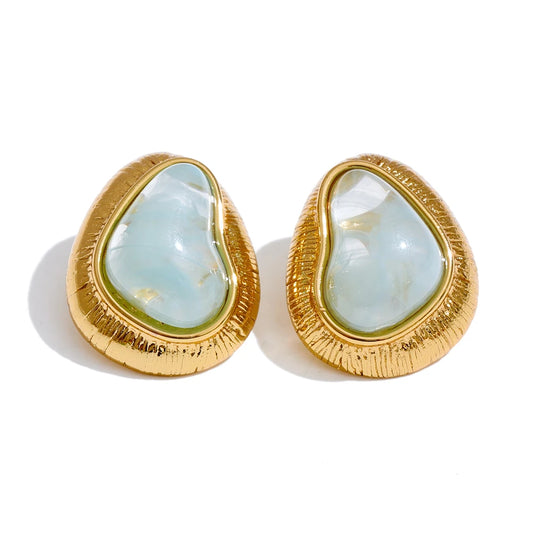 Multi-color resin heart stud earrings - product image