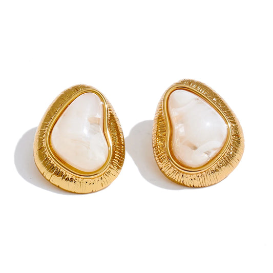 Multi-color resin heart stud earrings - product image