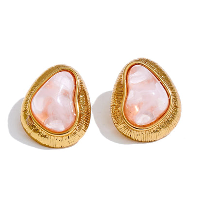 Multi-color resin heart stud earrings - product image