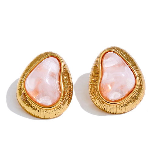 Multi-color resin heart stud earrings - product image