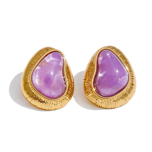 Multi-color resin heart stud earrings - product image