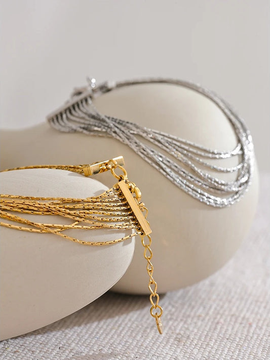 Multi layer link chain charm bracelet - product image