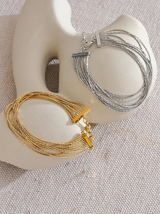 Multi layer link chain charm bracelet - product image