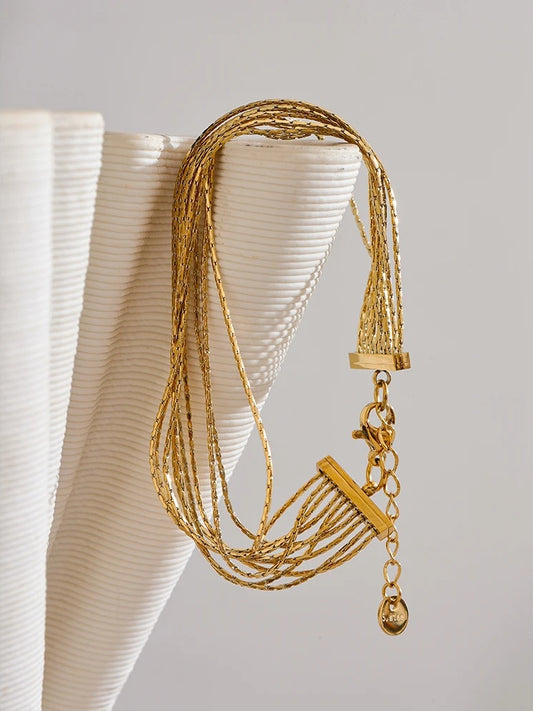 Multi layer link chain charm bracelet - product image