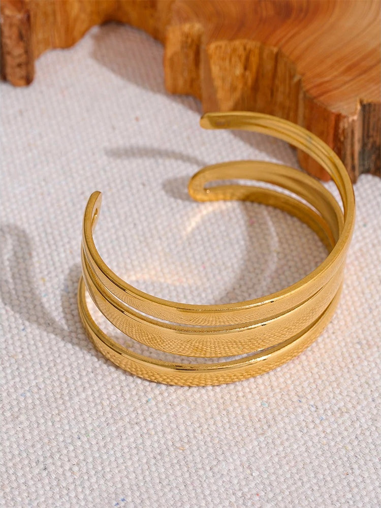 Multi-layer metal texture cuff bracelet - product image