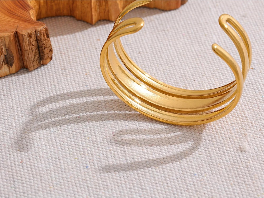 Multi-layer metal texture cuff bracelet - product image