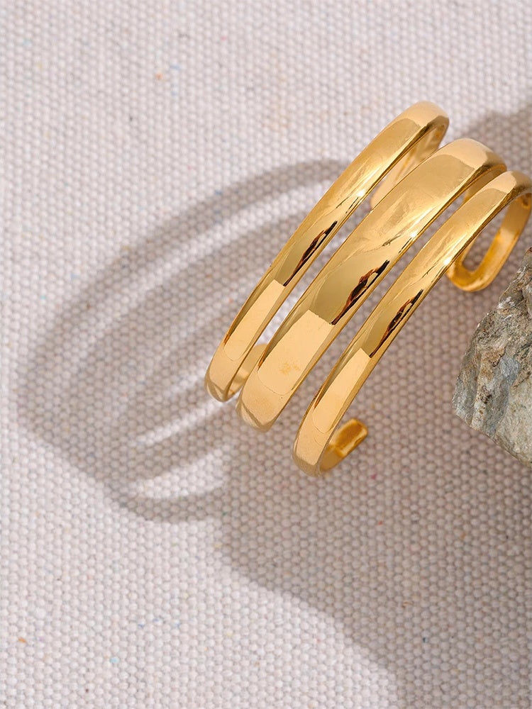 Multi-layer metal texture cuff bracelet - product image