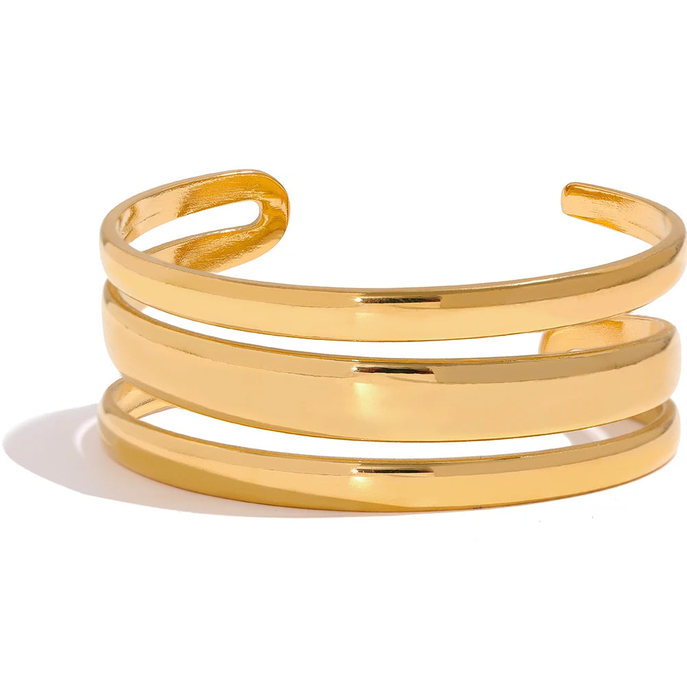 Multi-layer metal texture cuff bracelet - product image