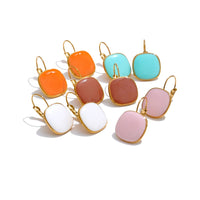 Multicolor Enamel Square Hoop Earrings