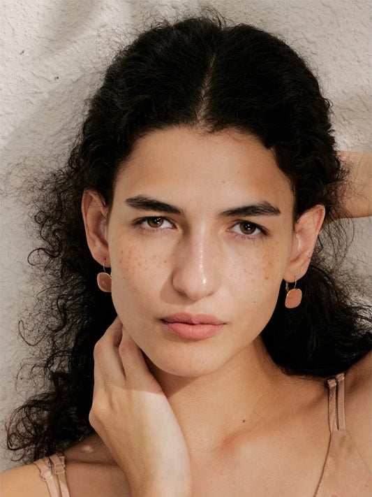 Multicolor enamel square hoop earrings - product image