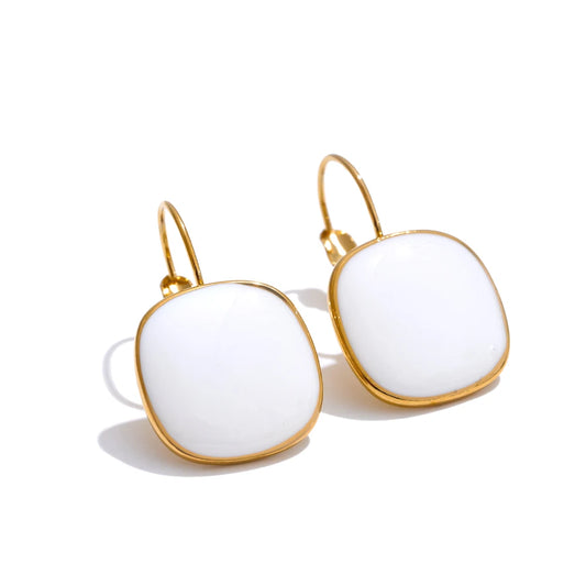 Multicolor enamel square hoop earrings - product image