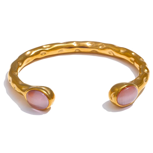 Multicolored natural stone open cuff bracelet - product image