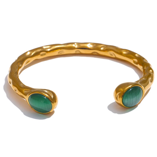 Multicolored natural stone open cuff bracelet - product image