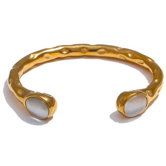 Multicolored natural stone open cuff bracelet - product image