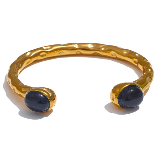 Multicolored natural stone open cuff bracelet - product image