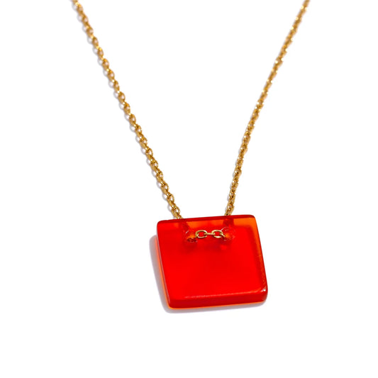 Natural agate tiger stone square pendant necklace - product image