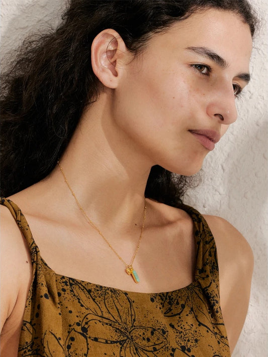 Natural amazonite stone heart pendant necklace - product image