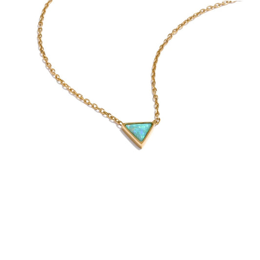 Natural australia opal stone triangle pendant necklace - product image