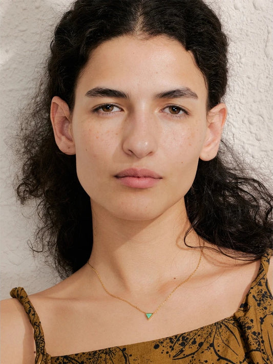 Natural australia opal stone triangle pendant necklace - product image
