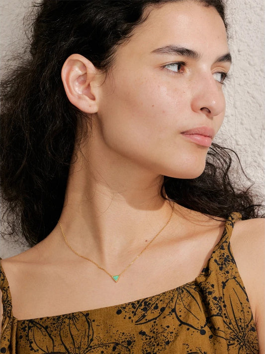 Natural australia opal stone triangle pendant necklace - product image