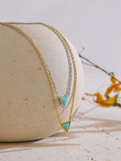 Natural australia opal stone triangle pendant necklace - product image