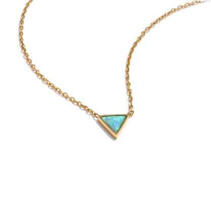 Natural australia opal stone triangle pendant necklace - product image